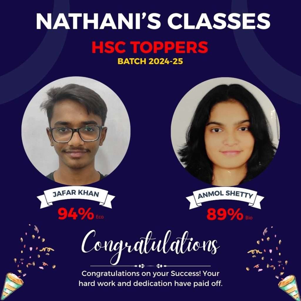 HSC Commerce Topper 2025 - Nathani's Classes