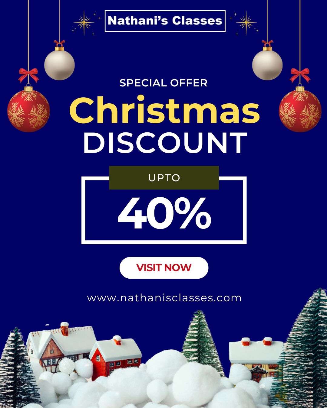 Christmas Special Offer at Nathani’s Classes 1 Christmas Special Offer - This Christmas, gift yourself the power of education! 🎁📚 Join Nathani’s Classes and get UP TO 40% OFF on admissions. Offer valid for a limited period—don’t miss out!