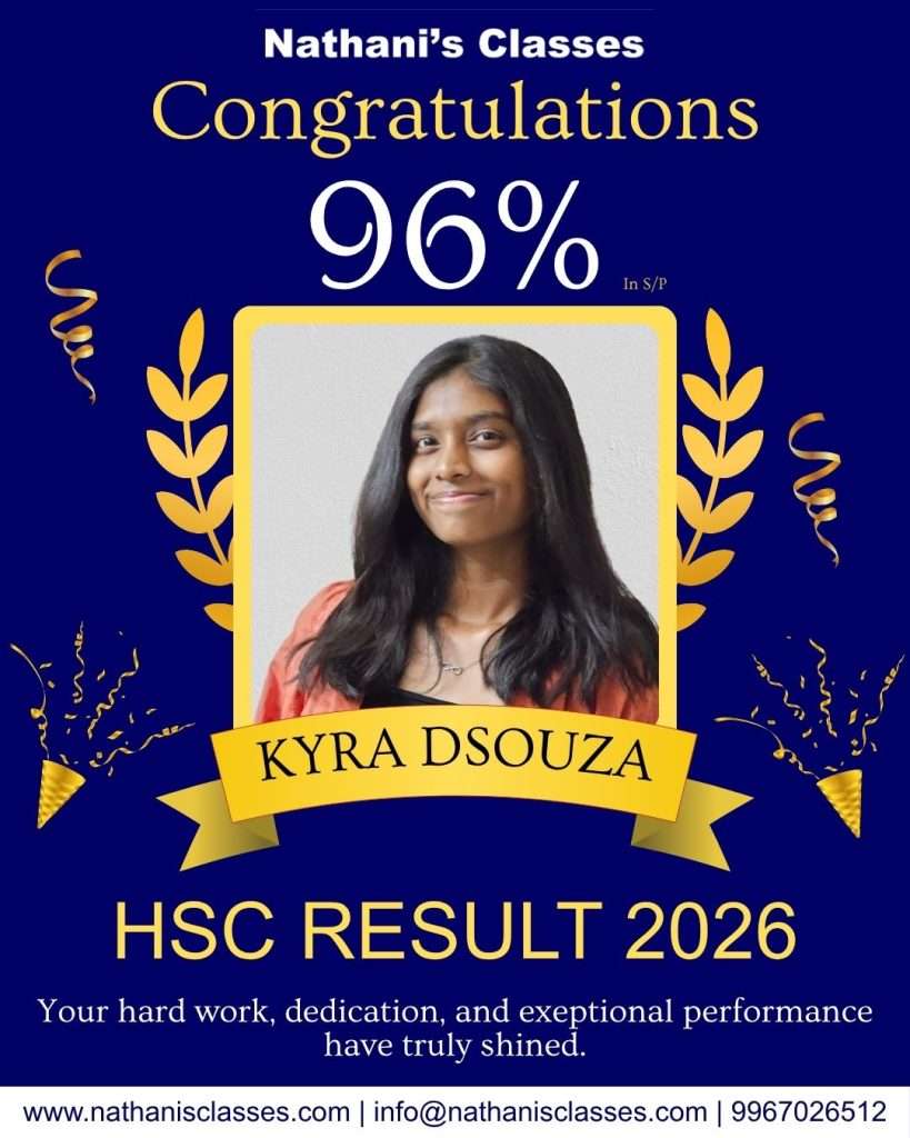 HSC 2026 Toppers Shine Bright at Nathani's Classes – Admissions Open for FYJC Science & Commerce 1 HSC 2026 Toppers Saeel Kasalkar and Kyra D'Souza from Nathani's Classes with 96% marks and FYJC Science & Commerce admissions open in Mira Road.